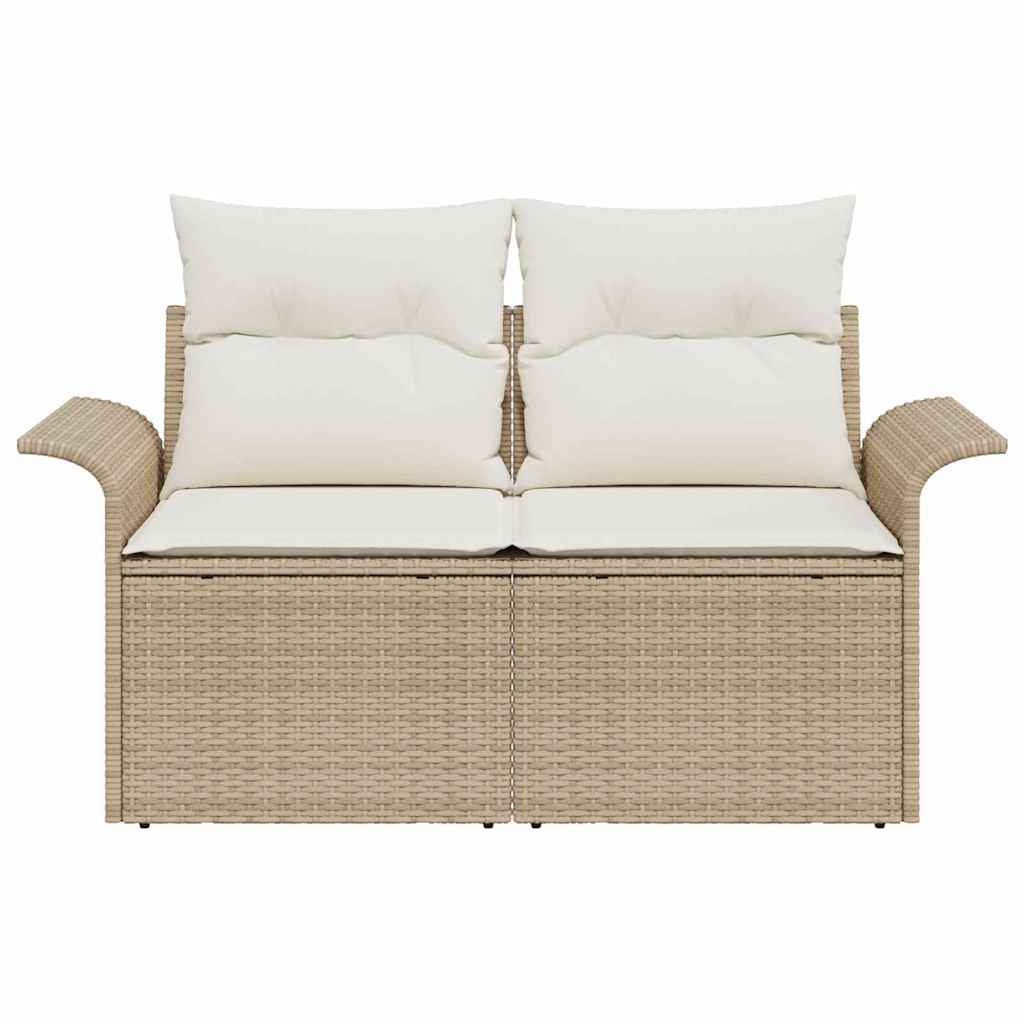 Gartensofa mit Kissen Beige 141 x 62 x 69cm Poly-Rattan
